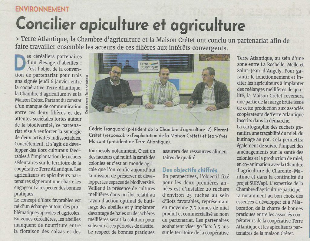 Article Agriculteur Charentais 14 janvier 2022