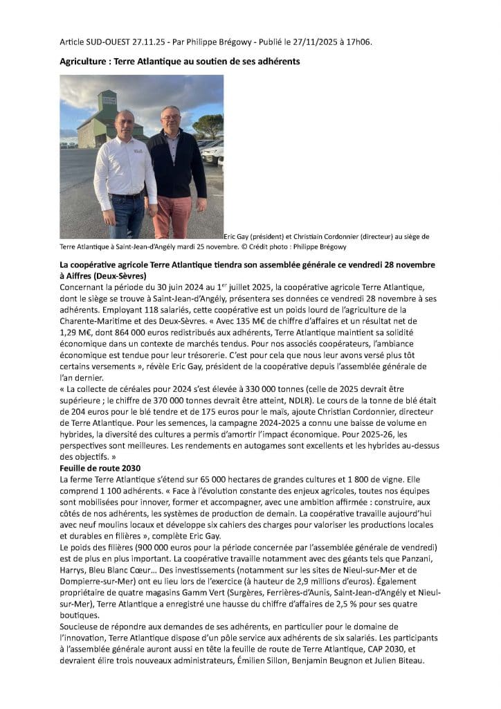 Article Sud-Ouest 27.11.25